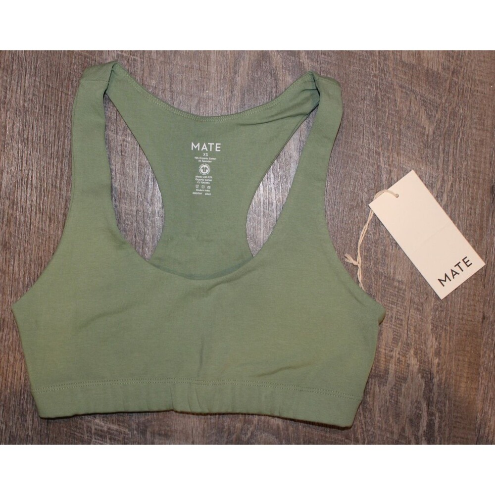 Mate the Label Women's Organic Stretch Sports‎ Bra KIWI GREEN NWT
